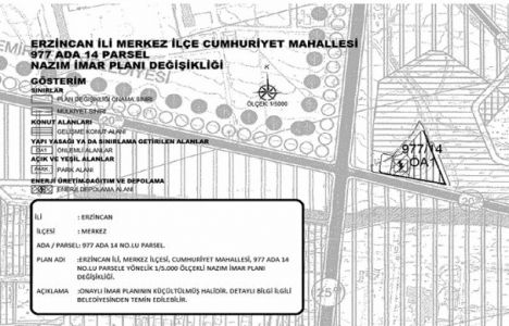 Erzincan Merkez gelişme konut alanı imar planı onaylandı